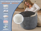 WSOFRLAC Round Pouf Ottoman, Small Poofy Ottoman, Foot Stools Ottomans, Foot Rest for Couch, Furry Poufs for LivingRoom, Hassocks and Ottomans Soft for Chair, Memory Foam Filling-Dark Grey 20x15