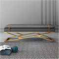 Modern Modern Entryway Bench Leather Upholstered Dining with Metal Base, Padded Seat Accent Foot for Bedroom End of Bed/Living Room Entryway(Dark Grey)