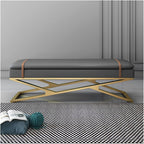 Modern Modern Entryway Bench Leather Upholstered Dining with Metal Base, Padded Seat Accent Foot for Bedroom End of Bed/Living Room Entryway(Dark Grey)