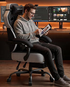 GTPLAYER Big & Tall Gaming Chair, Wide Seat with Footrest, Black | Ergonomic High Back Computer Desk Chair for Adults, Comfort Padded Seat with Lumbar Support Armrests Recliner for Office/Home