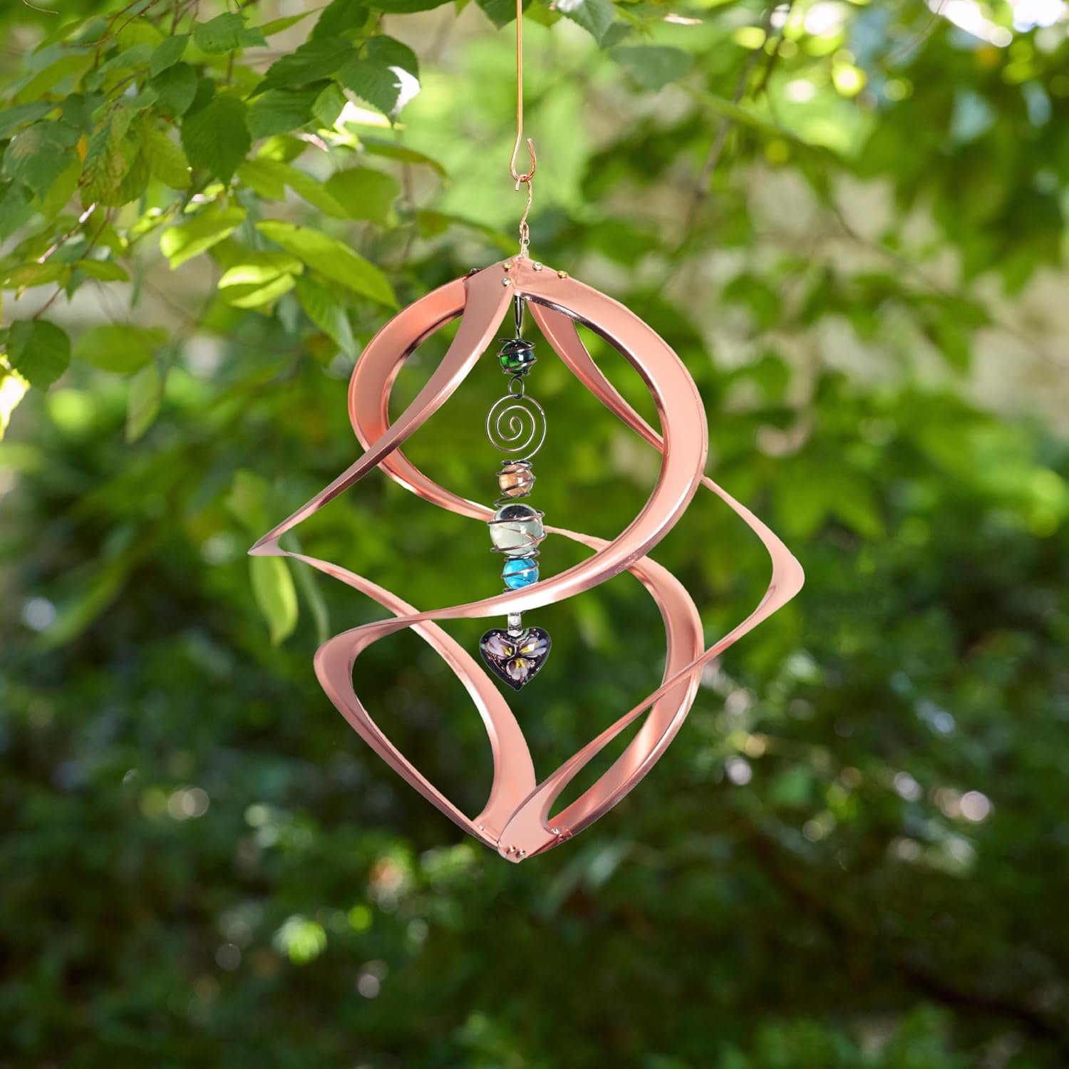 Red Carpet Studios 31042 Cosmix Wind Spinner Double Helix, Copper W/Heart Crystal, 14 Inch