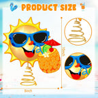 10 x 8 Inch Wood Summer Tree Topper with LED Light Christmas in July Summer Tree Top Ornaments for Luau Party Hawaiian Decorations Tabletop Display Supplies