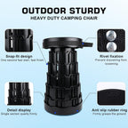 DecBeLiv Square Collapsible Stool with Carry Bag, 485 lbs Heavy Duty Retractable Folding Stool, Quick Telescoping Portable Seat for Adults for Camping Hiking Fishing BBQ Gardening Travel (Black)