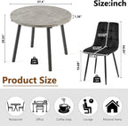 Homedot 5-Piece Round Dining Table Set for 4, 37-Inch Gray Kitchen Table with 4 Seated Black Dining Chairs Set for Apartment/Dining Hall, Compact Breakfast Nook Table Set