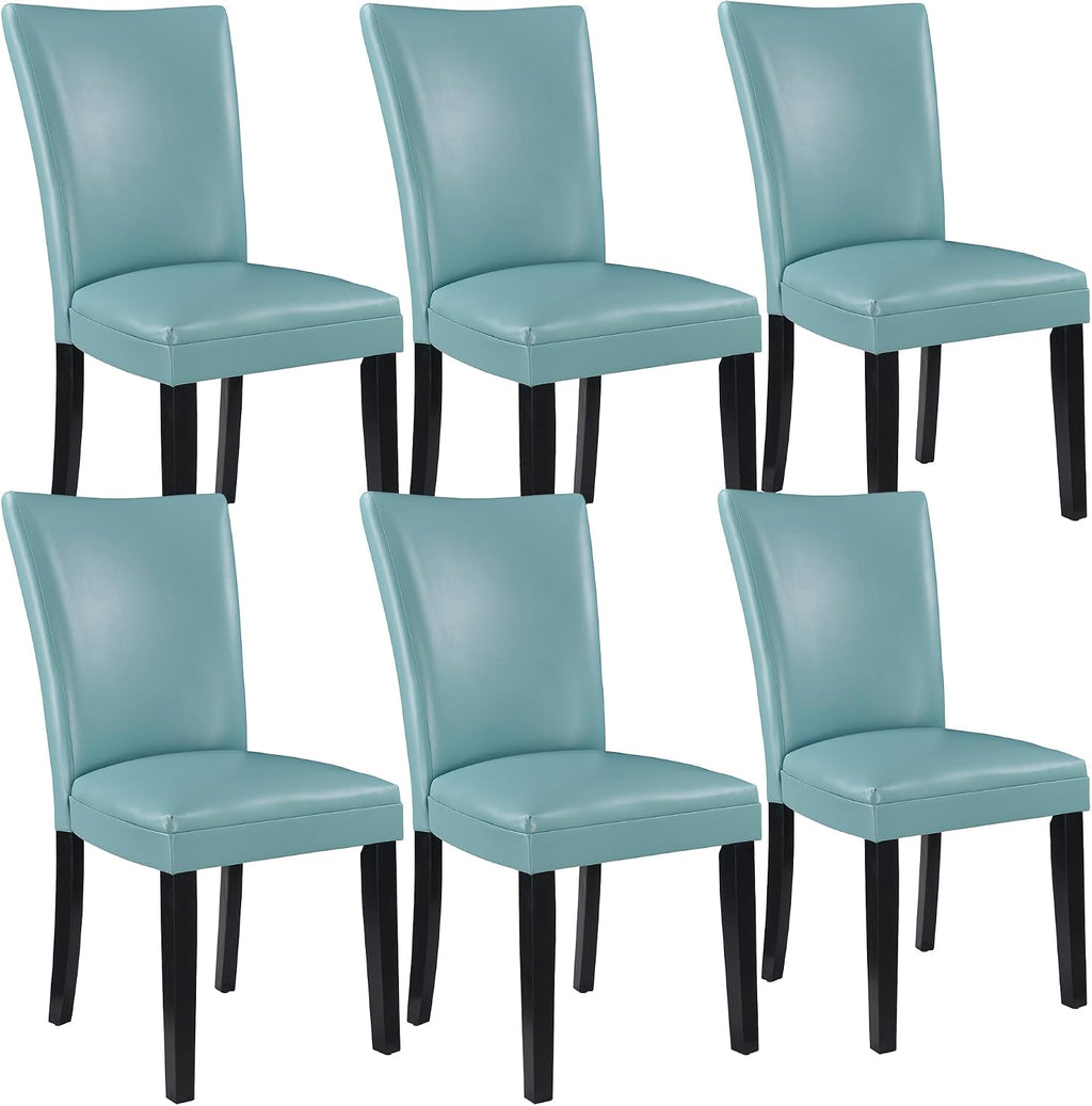 Parsons Solid Wood Dining Chairs Set of 6 with UP High Back, Kitchen Chairs with Upholstered Seat, Holds Up to 300 Lbs,Accent Chairs Easy Assembly, Light Blue CY1331HL