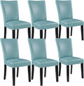 Parsons Solid Wood Dining Chairs Set of 6 with UP High Back, Kitchen Chairs with Upholstered Seat, Holds Up to 300 Lbs,Accent Chairs Easy Assembly, Light Blue CY1331HL