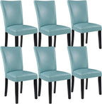 Parsons Solid Wood Dining Chairs Set of 6 with UP High Back, Kitchen Chairs with Upholstered Seat, Holds Up to 300 Lbs,Accent Chairs Easy Assembly, Light Blue CY1331HL