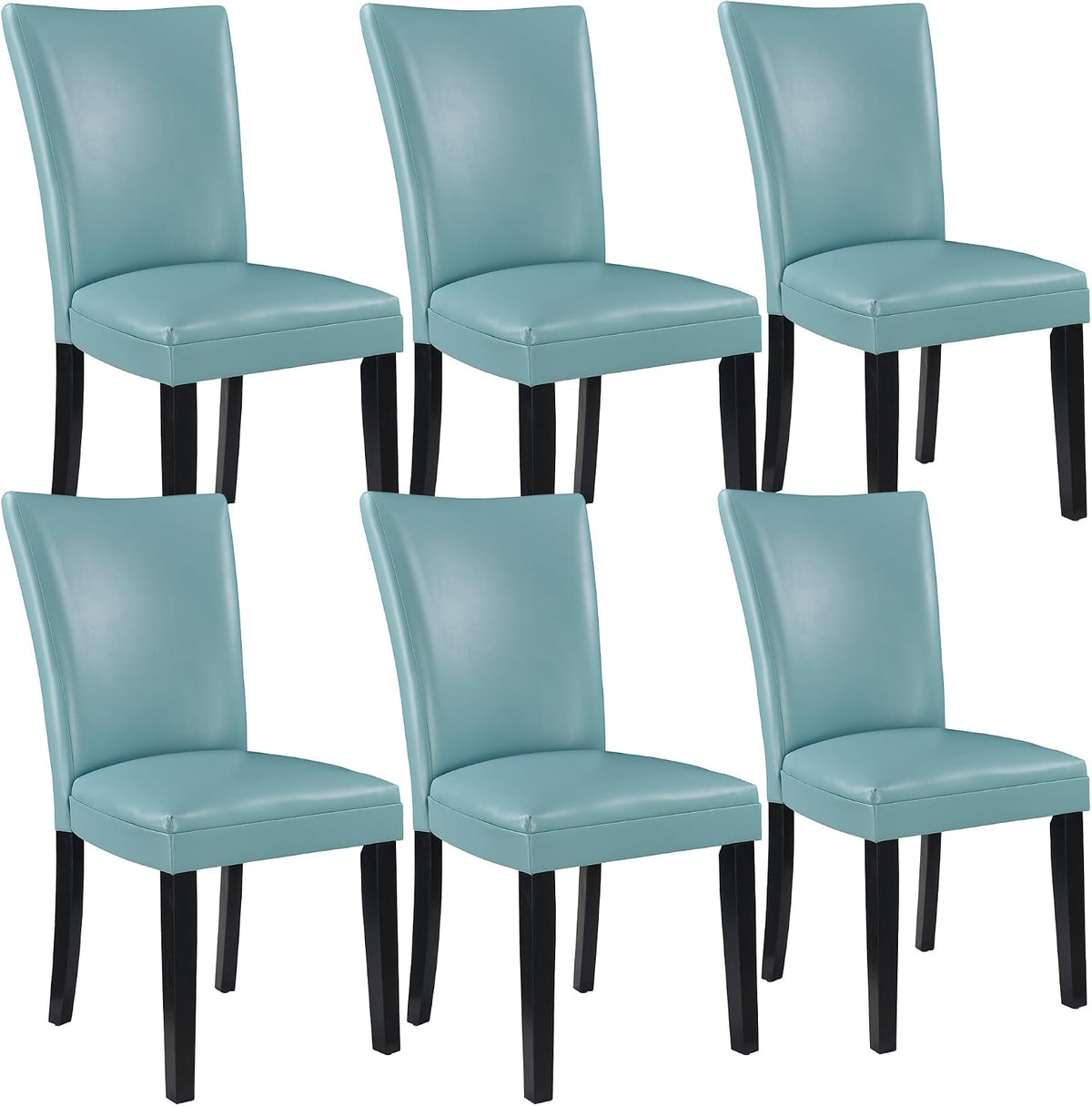 Parsons Solid Wood Dining Chairs Set of 6 with UP High Back, Kitchen Chairs with Upholstered Seat, Holds Up to 300 Lbs,Accent Chairs Easy Assembly, Light Blue CY1331HL