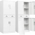 BESFUR Metal Storage Cabinet with 2 Drawers 4 Doors and 2 Adjustable Shelves Garage Storage Cabinet with Lock 71" Office Storage Cabinets Locking Cabinets for Garage Office Shop Home (White)