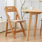 Wooden Folding Chair, Round Hole backrest,Natural Color,Set of 4 | Wooden folding chair with soft cushion, durable comfy, no assembly, ideal for home, wedding, banquet and indoor activities