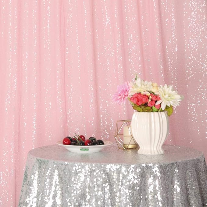 Eternal Beauty Pink Sequin Backdrop, 10x10 Ft Glitter Background Curtains for Shimmer Photography Party Wedding Birthday Back Drop Decor