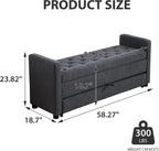 Chifee & Vingol 58.27" W Ottoman Bench with Double Storage Space, Upholstered End of Bed Storage Bench Entryway Shoe Benches,Gray