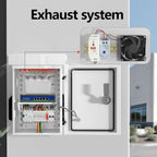 Outdoor Electrical Box with Thermostat and Fan, Cold-Rolled Steel Plate, Aluminum Alloy Back Beam, One-Piece Ventilation Design, IP65 Waterproof, Wall/Pole Mounted. (17.7" x 13.7" x 7.9")