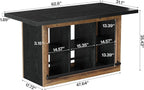 Tribesigns Kitchen Island with Storage, 62.6" Farmhouse Kitchen Island Table with 6-Cubby Open Shelves & Metal Foot Rail, Butcher Block Counter Height
