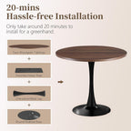24 Inch Round Dining Table,Mid-Century Tulip Table with Metal Pedestal Base,Modern Leisure Table for Small Space Kitchen Dining Room,Easy Assembly,Walnut and Black