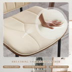 BV Mid Century Dining Chairs Set of 4, PU Leather Bentwood, Beige | Upholstered PU leather seat with walnut bentwood back, armless, retro mid-century style for kitchen, dining & living room