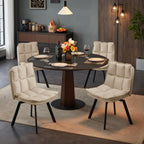 Susalt Swivel Dining Chairs Set of 4, Upholstered Dining Room Chairs, Leather Kitchen Chairs with Metal Feet, Double-Layer Foam Dinner Chair for Dining Room, and Kitchen, Off White and Black