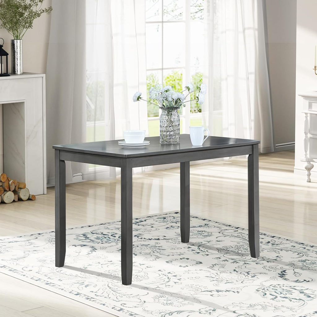 Knocbel Classic 4-Person Dining Table for Small Space, Wooden Apartment Condo Pub Bistro Kitchen Dining Furniture, Standard Height (Gray Rectangular 30" H)