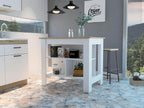 Kitchen Island with Three Shelves and Four Legs - Light Oak/White | Three shelves and four legs for stable support and ample storage