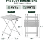 SUNNYFEEL Folding Camping Table - Lightweight Aluminum Portable Picnic Table for Cooking, Beach, Hiking, Travel, Fishing, BBQ, Indoor Outdoor Small Foldable Camp Tables