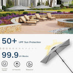 6.5' x 10' Rectangular Patio Umbrella Large Outdoor Market Umbrella w/UV Protection, Push Button Tilt and Crank Lift, Rectangle Table Umbrella for Garden, Deck, Pool, Patio, Light Gray