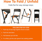 Amazon Basics Folding Bar Stool with Footrest, Portable, Sturdy, Space-Saving Storage, 300lb Capacity, 24" Height, Black, Set of 2
