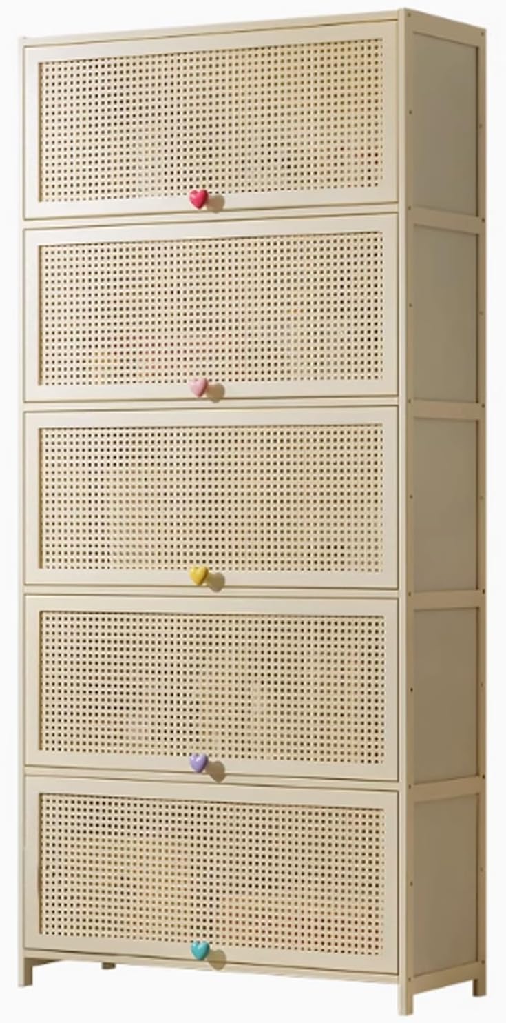 13 Inch Wide Kitchen Cabinet Storage Natural Bamboo Material Flip Up Hover Door Design Food Pantry Cabinet, for Kitchen Living Room Bedrooms(60 * 33 * 40cm)