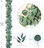 Kisflower 5 Pack 6.56FT Green Eucalyptus Garland for Decoration Table with Willow Leaves Greenery Garland Fake Hanging Plants Vines for Wedding Arch Decor Party Room Home Garden Office Wall Decor