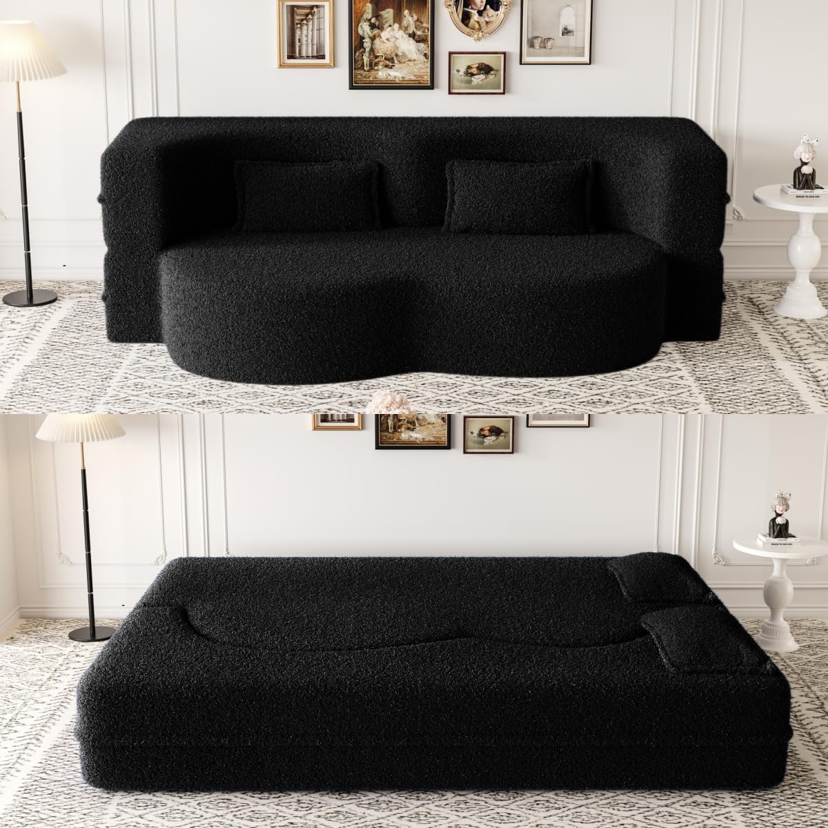 Black Modern Sleeper Sofa - Foam Filled & Assembly Free