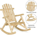 Casart Log Rocking Chair Wood Porch Rocker Lounge Patio Deck Balcony Furniture Rustic Single Rocker Natural