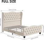 Keyluv Full Size 54.3" Tall Bed Frame with Wingback Headboard & Footboard