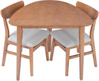 P PURLOVE Modern 3 Piece Table Set, Triangular Table and 2 Curved Wood Chairs for Living Room, Dining Room, Kitchen, Small Space, Minimalist Space-Saving (Light Brown)