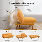 Pipishell Futon Sofa Bed, Modern 66" Futon Couch Convertible to Bed & Lounger, Compact Size, Corduroy Loveseat, Durable Construction - Fits Small Spaces, Apartments,Study Room (Yellow, 66 Inch)