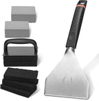 HOMENOTE Griddle Cleaning Kit for Blackstone, Professional Griddle Scraper Kit with Reinforced Heavy Duty Scraper, Bricks, Scouring Pads with Handle 9pcs