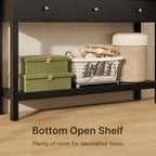 Gizoon 3 Drawer Wooden Sofa Table with Open Shelf | Modern Accent Console Table with Large Storage Space, for Living Room, Front Hall, Entrance Hall, Study Room, Black