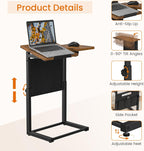 Giikin TV Tray Table, 23.6" Extra Large Side Table, Adjustable Height TV Trays for Eating on Couch, 90° Tilt Angle Foldable C-Shaped End Table with Storage for Small Spaces Sofa Bed Dinner