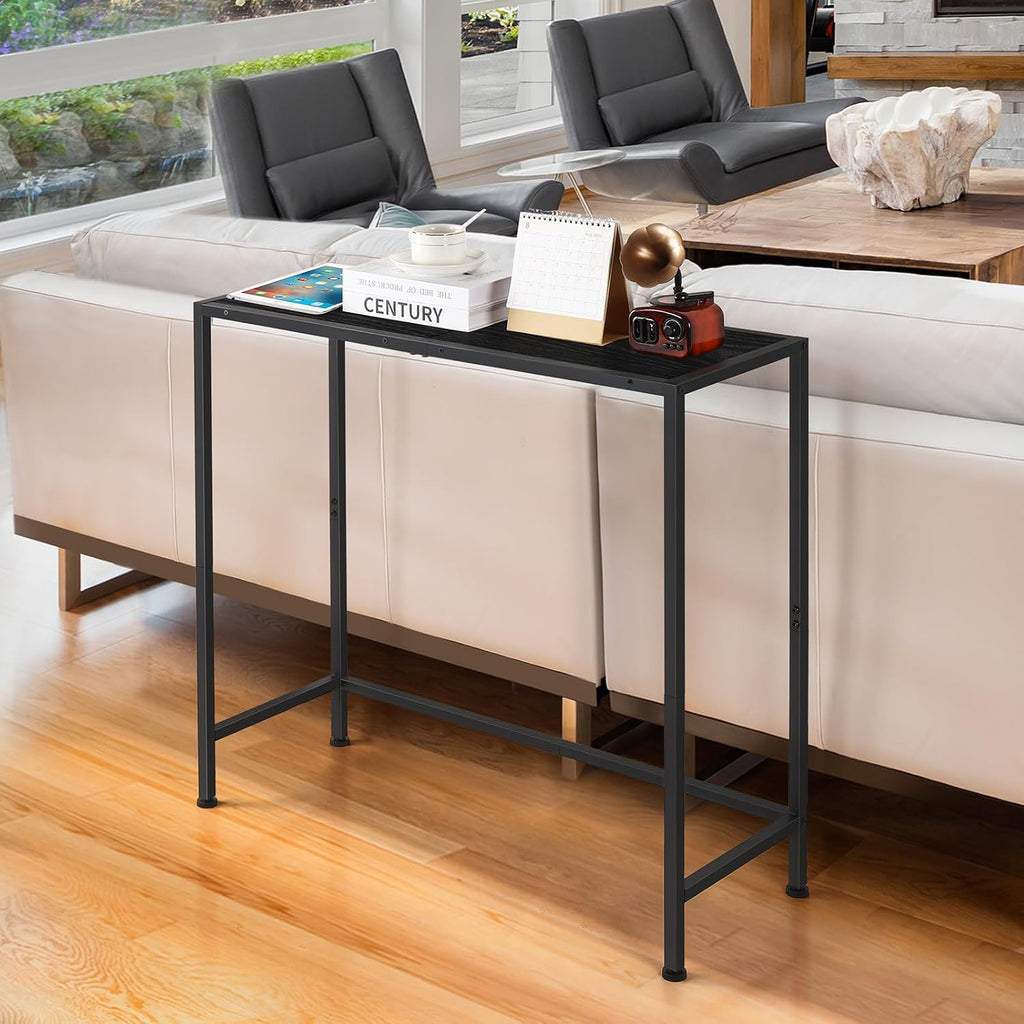Narrow Console Table, Black Entryway Table for Small Spaces | 31.5" Small Side Table, Thin Hallway Table, Slim Sofa Side Table, For Living Room, Foyer, Wood-Grained, for Narrow Spaces