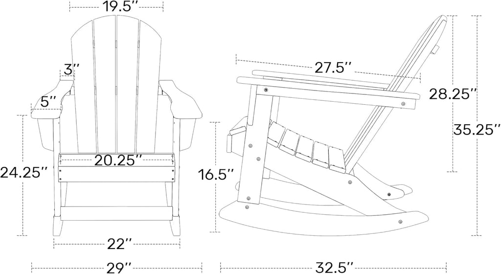 HDPE Laguna Outdoor Rocking Poly Adirondack Chair (Set of 2), White