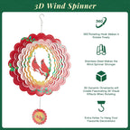 Cardinal Wind Spinners Metal Outdoor Sculpture for Outside Decoration,12 inch 3D Stainless Steel Cardinal Gifts for Women Mom Outdoor Indoor Yard Art Garden Decorations