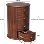 LITTLE TREE Night Stand Set of 2, Small Solid Wood Side Table with 4 Drawers, Mid Century Round End Tables with Storage for Living Room, Bedroom, Small Spaces, Couch, Bedside, No Assembly Required