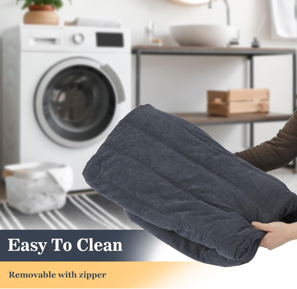 Memory Foam Bean Bag Chair, Gray | Compact Lazy Sofa Sack & Floor Couch, Soft Supportive Seat for Bedroom Living Room Office & Home Use