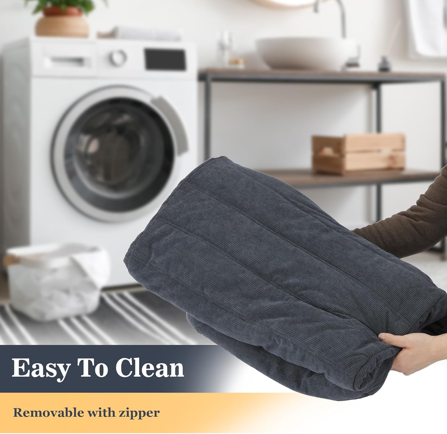 Memory Foam Bean Bag Chair, Gray | Compact Lazy Sofa Sack & Floor Couch, Soft Supportive Seat for Bedroom Living Room Office & Home Use