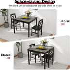 Tangkula Mid-Century Modern Dining Table Set for 2, Wooden Kitchen Table & 2 Chairs with Padded Seats, 3-Piece Compact Dining Set for Small Spaces, Kitchen, Living Room (Grey+Black)