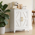 Short Storage Cabinet with 2 Doors and Adjustable Shelves, Metal Pantry Cabinets, Coffee Bar Cabinet, Kitchen Sideboard Cabinet, Small Floor Cabinet for Dining Room, Bathroom, Home Office