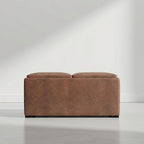 SIMPLIHOME Avalon Coffee Table Storage Ottoman - 35 inch Wide Upholstered Vegan Leather Square Storage Ottoman in Distressed Pecan Brown, Contemporary Ottoman for Living Room with Serving Trays