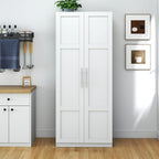 White Pantry Cabinet with 2 Doors and Adjustable Shelves, 70.87" Tall Kitchen Storage Cabinet, Freestanding Cupboard for Kitchen, Dining, Living, Bathroom and Laundry
