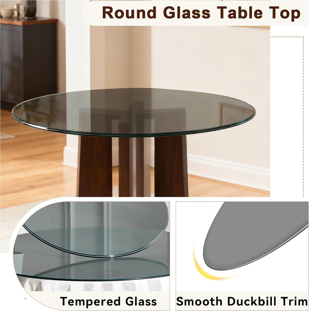 TesNus 18" Round Gray Tempered Glass Table Top, 0.24" Thick Smoked Replacement Glass Top with Pencil Polished Edge, Heat Resistant & Waterproof, Easy to Clean Glass Tabletop for Patio Table