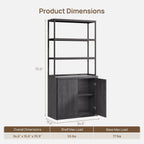 SICOTAS 71" Tall Book Shelf with Doors 5 Tier Bookshelf Bookcase