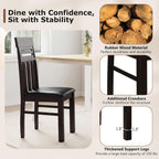 Giantex Wooden Dining Chairs Set of 4, High Back Dining Room Chairs with Padded Seat & Rubber Wood Frame, PU Leather Farmhouse Side Chairs for Kitchen Living Room