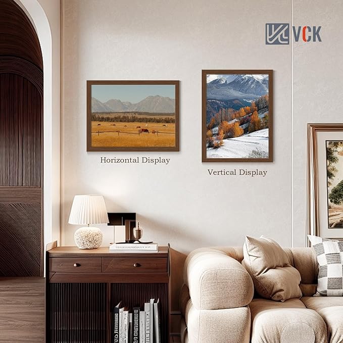 VCK 18x24 Poster Frame Set of 4 - Brown, Gallery-Quality Wood Picture Frames, 1.1-Inch Wide Border, Polished Plexiglass, Vertical or Horizontal Wall Display for Photo/Art/Prints, Brown